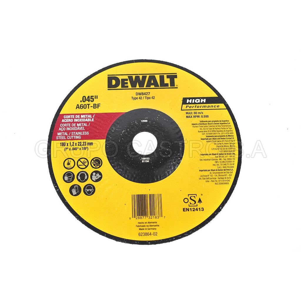 DEWALT DISCO CORTE METAL 7" 1/16 7/8